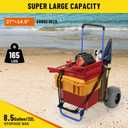 Beach Fishing Carts, 13 Big Balloon Wheels Flat-Free Solid PU Tires for Sands, 165LBS Loading Folding Sand Cart & 33.1" to 51.6" Adjustable Height, Beach Buggy Cart w/Storage Bag, NO Rust