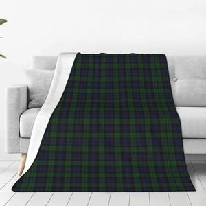 KOSUES Black Green Blue Watch Tartan Plaid Throw Blankets Soft Flannel Blanket All Season Warm Bed Blanket for Office Bed Living Room Bedroom Sofa Chair Couch Crib Travel Camping 140"×260"