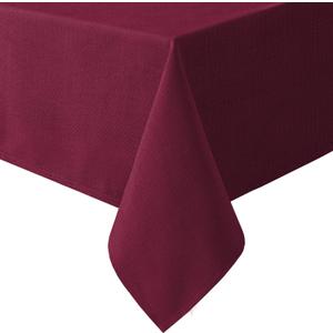 H.VERSAILTEX Linen Textured Table Cloths 60 x 104 Inch Premium Solid Tablecloth Spill-Proof Waterproof Table Cover for Dining Buffet Feature Extra Soft and Thick Fabric Wrinkle Free, Christmas Red