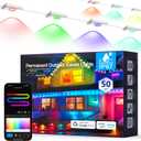 50FT Permanent Outdoor Lights Pro, RGBIC Smart Eave Lights IP67 Waterproof, 120 Scene Modes with 596lm RGB for Outdoor Decorations, Christmas, Smart App/Remote, Compatible with Alexa, Google Enabled (White)