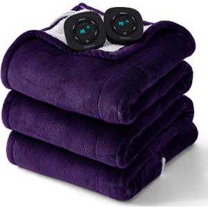 Bedsure Electric Blanket King Size - Dual Control Heated Blanket King Size, Fast Heating with 10 Time Settings & 10 Heat Settings, Warm Gift for Grandma (100x90 inches, Purple)