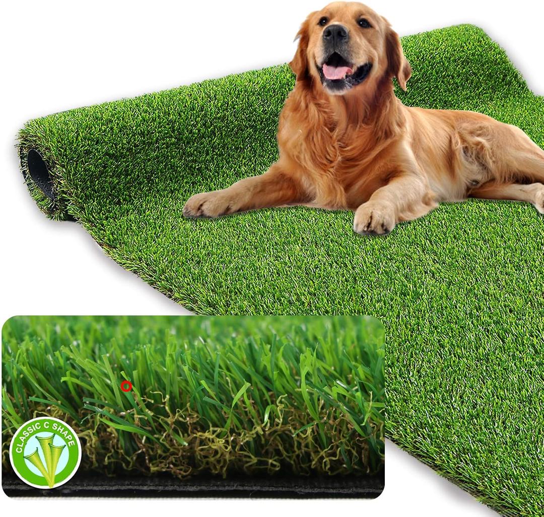 XLX TURF Outdoor Realistic Artificial Grass Rug 4 FT x 6 FT, Thick Dogs Fake Grass Carpet for Patio Balcony Garden Lawn Landscape, 1.38 Inch High Pile