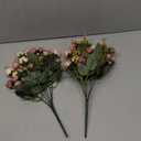 Duovlo 7 Branch 21 Mini Rose Heads Artificial Flowers Bouquet Wedding Home Office Decor,Pack of 2 (2 PCS Rose Red)