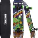 Minecraft 31 inch Skateboard, 9-ply Maple Deck Skate Board for Cruising, Carving, Tricks and Downhill (Survive)