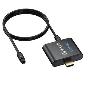 CAMWAY HDMI Audio Extractor 4K@30Hz 1080p - Work with Fire TV Stick to TV HDMI and Soundbar Optical - Support 5.1 Surround DTS/Dolby, No Audio Lag HD HDMIOptical Adapter, Plug and Play [No ARC/eARC]