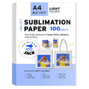 Printers Jack Sublimation Paper - Heat Transfer Paper 100 Sheets 8.3" x 11.7" for Any Epson HP Canon Sawgrass Inkjet Printer with Sublimation Ink for T shirt Mugs DIY
