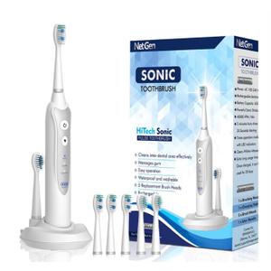 Sonic Electric Toothbrush for Adults with 5 Toothbrush Replacement Heads, 3 Brushing Modes & 2 Minutes Built-in Timer, Travel Toothbrushes with Inductive Charging, Rechargeable toothbrush | White