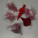 Syhood 6 Pcs Red Velvet Ornaments for Christmas Tree Flocked Matte Shatterproof Finials Christmas Tree Ball Ornaments Assorted for Xmas Home Wedding Holiday Party Decor