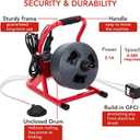 Drain Cleaner Machine 50Ft x 5/16 Inch, Electric Drain Auger Professional, Foot Switch with 6 Cutters, Glove, Drain Auger Cleaner Sewer Snake for 3/4 to 3 Inch Pipes