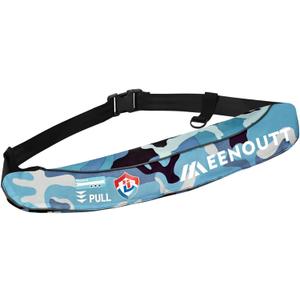 Automatic Inflatable Belt Pack Water Sports Jacket Waist Belt PFD for SUP Paddleboarding Fishing Boating Kayakingfit 80-330 lbs (Blue camouflage)