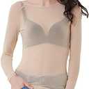 Women's Sheer Tops Long Sleeve Lace Mesh Top See Through Blouse Tee Shirt 2XL