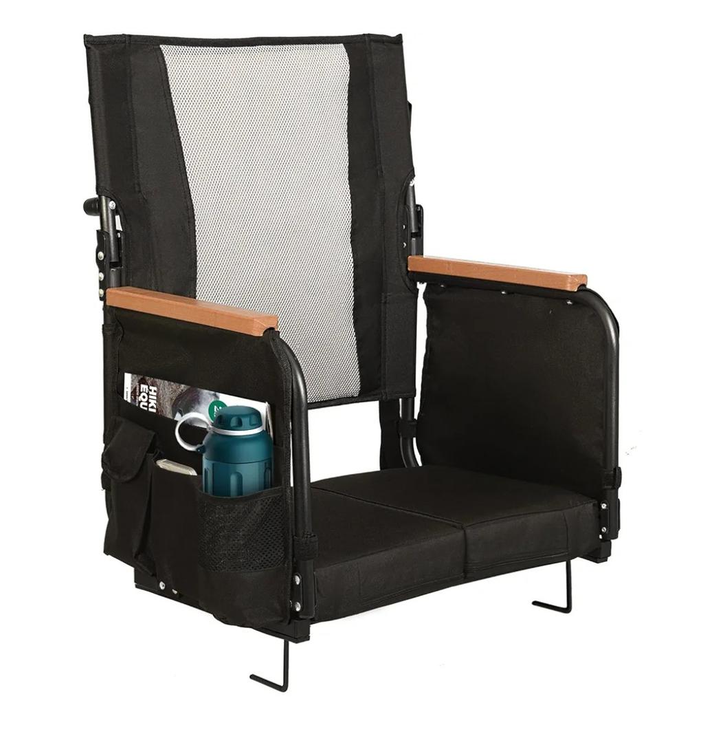 Extra Wide Stadium Seats with Back Support, Bleacher Chairs with High Back and Cushion, Padded Portable Fording Bleacher Seat with Armrests, Cup Holder and Storage Pockets