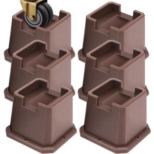 Adjustable Bed Furniture Risers Elevation in Heights Heavy Duty Risers for Both Posts and Wheels of Furniture Sofa Bed Couch Table (Brown 6 Pack, 3 Inch)