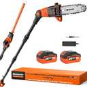 MAXLANDER 2-in-1 Cordless Pole Saw & Hedge Trimmer, 8-Inch Electric Pole Saw 18-Inch Pole Hedge Trimmer, 15ft Max Reach, 16ft/s Speed, Auto Oiling, with 20V 2X3.0Ah Battery & Charger for Tree Trimming