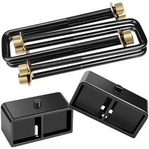 3" Rear Lift Block Kits, Compatible with 2007-2024 Chevrolet Chevy Silverado 1500, 2007-2019 GMC Sierra 1500, 3 inch Rear Leveling Kit Extended Square U-Bolts