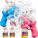 Bunny Bubble Gun for Kids, 2 Pack Rabbit Bubble Machine for Toddler W/LED Lights, 12000+ Bubble/Min, 360 Leak-Proof Bubble Blower Blaster Toy, Outdoor Summer Play, Easter, Wedding & Birthday Gifts
