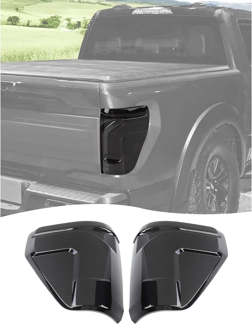 Hoolcar Tail Light Lamp Cover Guard Trim Compatible with Ford F150 Raptpr 2024 2025 (Smoked Black)
