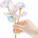 18 Pcs Galaxy Rose Colorful Rainbow Artificial Flowers Crystal Flower Best Gifts for Mother's Day Thanksgiving Valentine's Day Girl's Birthday Party