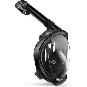 Greatever G2 Full Face Snorkel Mask with Latest Dry Top System, Foldable 180 Degree Panoramic View Snorkeling Mask with Camera Mount, Safe Breathing, Anti-Leak&Anti-Fog
(Large/ X-Large, Black)