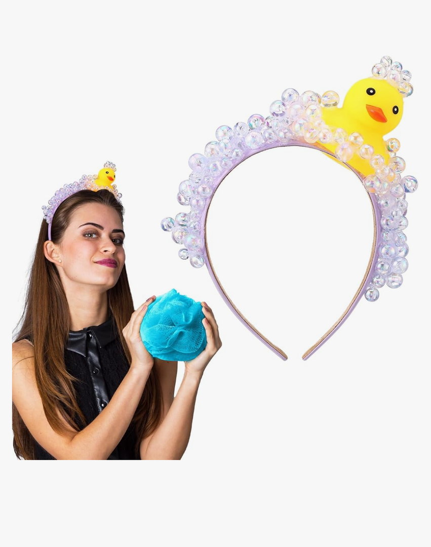 Suncalla Duck and Soap Bubble Headband Loofah and Soap Costume Halloween Cosplay Party Hair Accessory Shower Loofah Halloween Costume Attire Accessory Fun Headband for Adult Role Play Funny Carnival