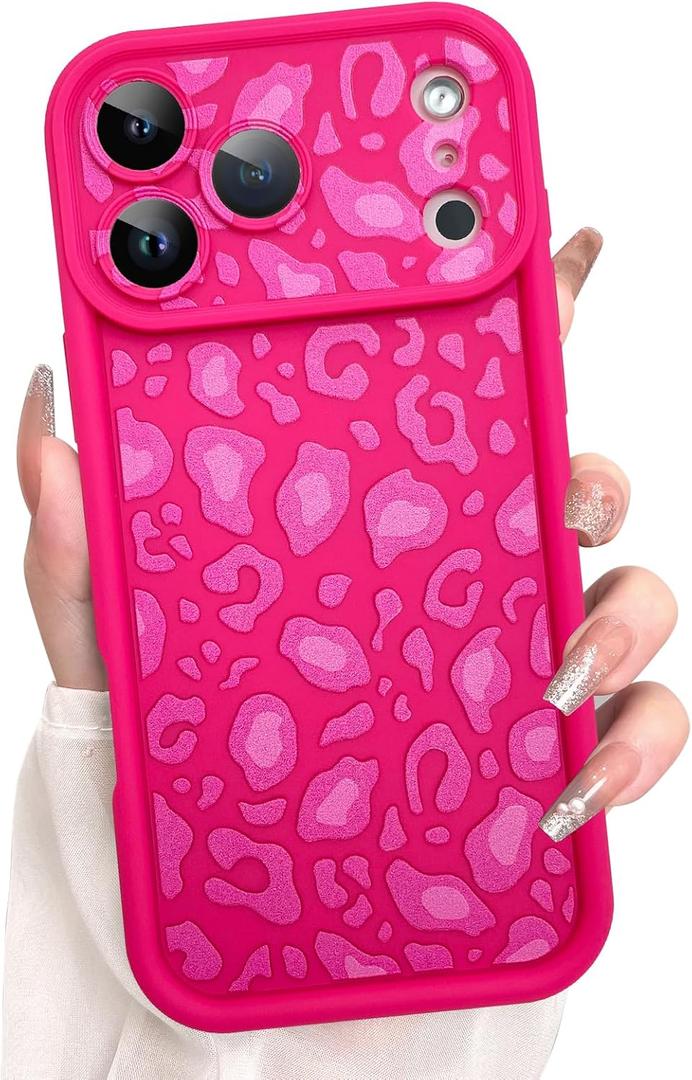 KANGHAR Case Compatible with iPhone 17 Pro Leopard Printed Pattern Cute Cheetah Phone Case Soft TPU Shockproof Protective Cover Designed for iPhone 17 Pro 6.3 Inch Hot Pink