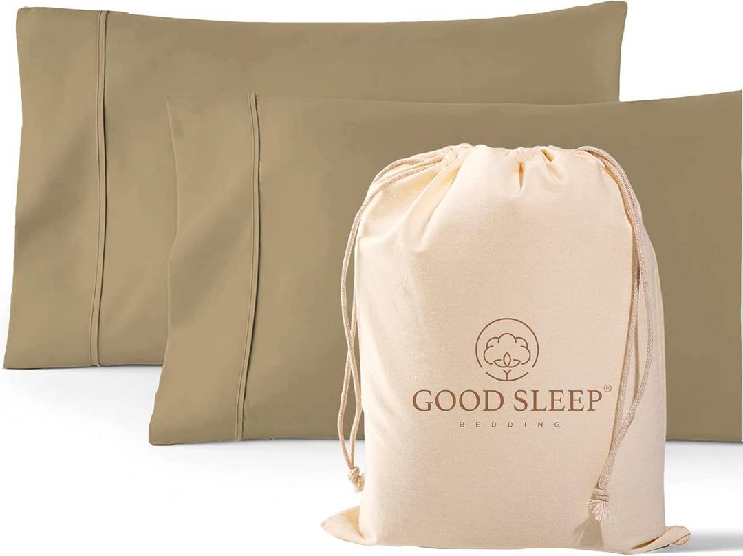 1000 TC Taupe King Pillowcases Set of 2 100% Egyptian Cotton Pillow Cases with Long Staple Cotton & Sateen Weave, Silky Soft Hotel - Like Bed Pillow Covers for Comfy Sleeping, Snug Fit
