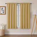 Lecloud Bessie Gold Curtains 63 Inch Length 2 Panels, Light Filtering Curtains for Bedroom, Faux Linen Textured Rod Pocket Curtain Drapes, Window Treatments for Living Room, Each 40 W x 63 L