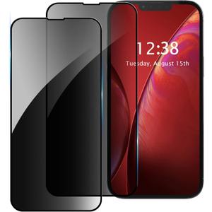 [2 Pack Privacy Screen Protector Compatible with vivo Y03/Y11(2023)/Y17s/Y35+/iQOO Z7i/Y77e/Y77/Y76 5G/Y75 5G/Y74s/Y56/Y55 5G Privacy Glass Full Coverage Tempered Glass Protective Black&2