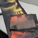 Manfei Skull Lover Door Curtain for Doorway Privacy,Gothic Skeleton Sliding Closet Door Curtains Rose Flowers Flame Privacy Curtain Cover for Room Divider Black Orange Curtain,W52 X L84