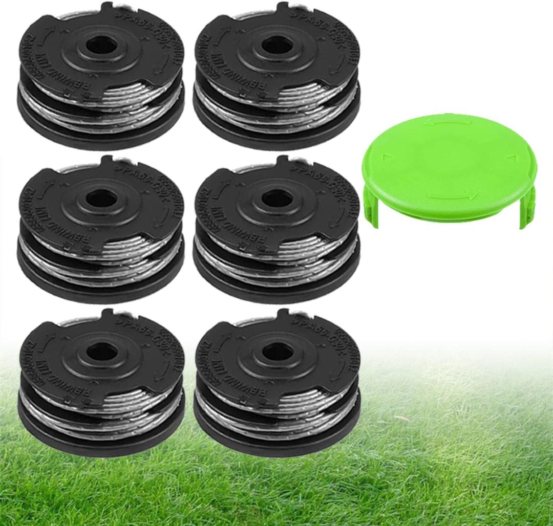 2900719 Weed Wacker Spools for Greenworks 20ft 0.065" 2101602, 2101602A, STBA40B210, 2101602, ST40B410 Replacement Trimmer Spools, 6-Line Spool + 1 Cap (Greenworks 2900719 Spool 6+1)