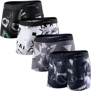 Arjen Kroos Men's Sexy Silky Underwear Breathable Pouch Trunks Boxer Briefs 4 Pack