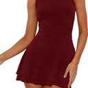 Women's Dresses Casual Boat Neck Sleeveless Ruched Mini Dress Tiered Layered Ruffle Hem A-Line Summer Short Dress (XL)