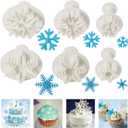 Snowflake Cookie Cutter,6PCS Snowflake Fondant Cutters Decorating Mold Embossing Tool Christmas Cookie Cutters Snowflake Plunger Cake Cutter