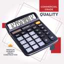 CATIGA 12 Digit Desk Calculator, Desktop Calculators with Large LCD Display & Big Buttons, Dual Power Solar & Battery, Standard Basic 4 Function Calculator for School, Office, Home