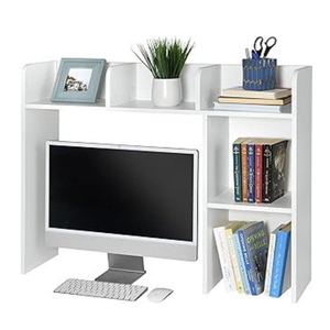 GlossyEnd Sturdy and Elegant Wood Dorm Desk Bookshelf Organizer, Office Desk Bookshelf Holder, Desktop Bookshelf Storage, Desk Book Organizer, Collage Dorm Desk Bookshelf, White