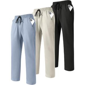3,4 Pack Men's Sweatpants with Zipper Pockets Lightweight Joggers for Men Athletic Pants Workout Running Gym (M)