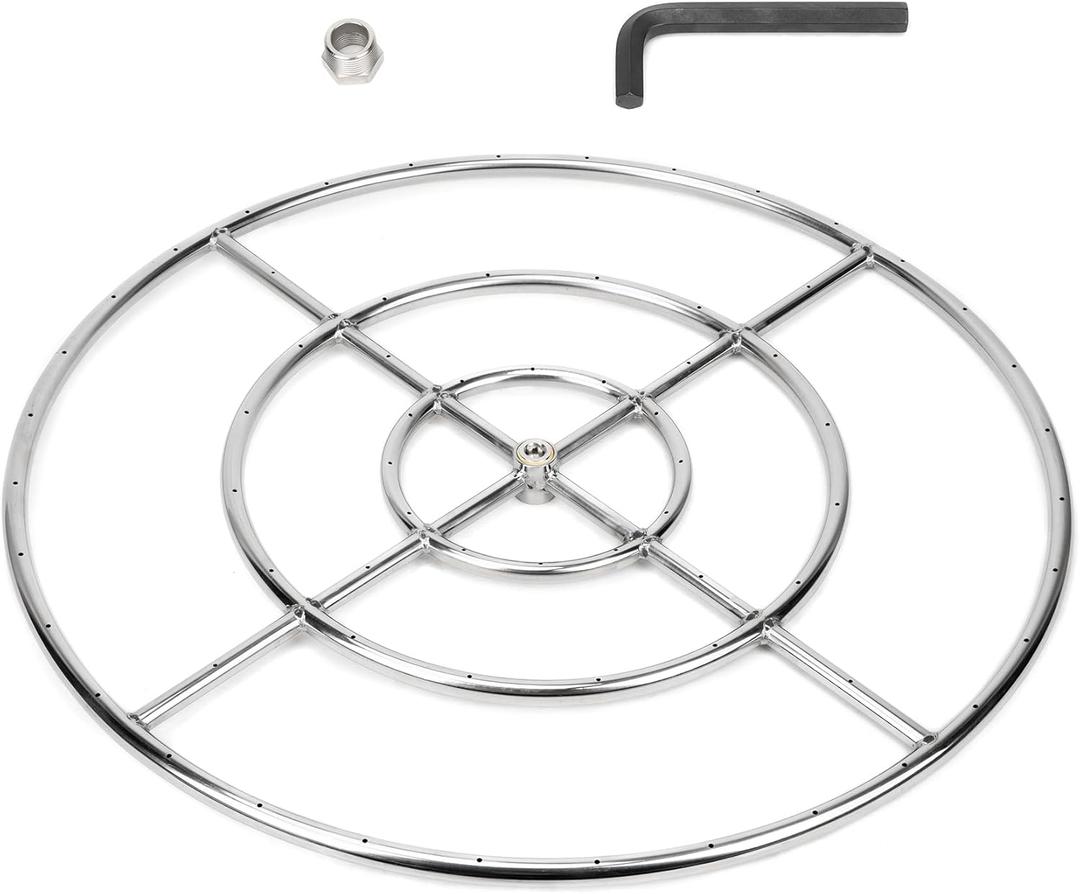 Stanbroil 30 Inch Round Fire Pit Burner Ring for Natural Gas & Propane Fire Pit Fireplace - 304 Stainless Steel Fire Pit Burner for Indoor & Outdoor, BTU 435,000 Max