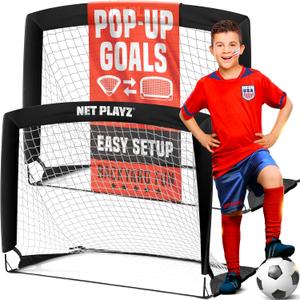 NET PLAYZ 4ftx3ft Easy Fold-Up Portable Training Soccer Goal, 36"D x 48"W x 36"H, Set of 2