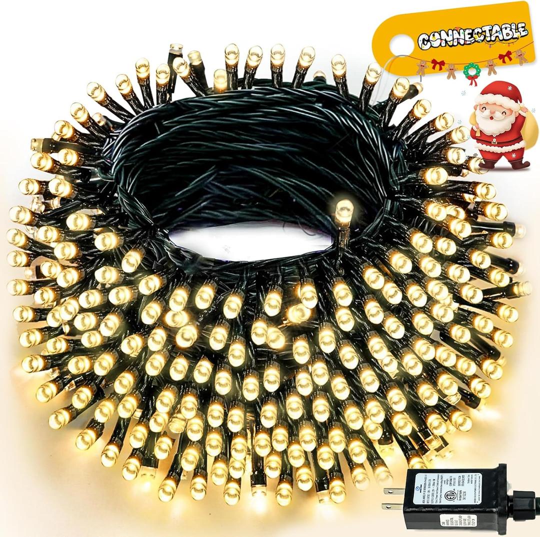 Connectable 240LED 88Ft 13Modes Christmas Lights Outdoor Indoor | Extendable Green Wire Christmas String Lights with Timer | Twinkle Fairy Light Plug in for Xmas Tree Garden Decor Party (Warm White)