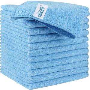 HOMEXCEL Blue Microfiber Cleaning Cloth, 12 Pack Premium Microfiber Towels for Cars, Lint Free, Scratch-Free, Highly Absorbent, Reusable Cleaning Rags for Car, Household, Kitchen, Window, 11.5"X11.5"