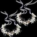Retrowavy 2 Pcs Flower Girl Headpiece, Flower Girl Hair Accessories Rhinestone Crystal Princess Pearl Headband Bridal Hair Headband for Wedding First Communion(Gold)