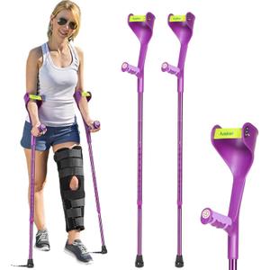 Forearm Crutches Pair Folding Forearm Crutches Anti-Drop Cuff Reduces The Hassle of Picking Up Forearm CrutchComfortable Grip and Wear-Resistant, Non-Slip Forearm Crutches (Violet)