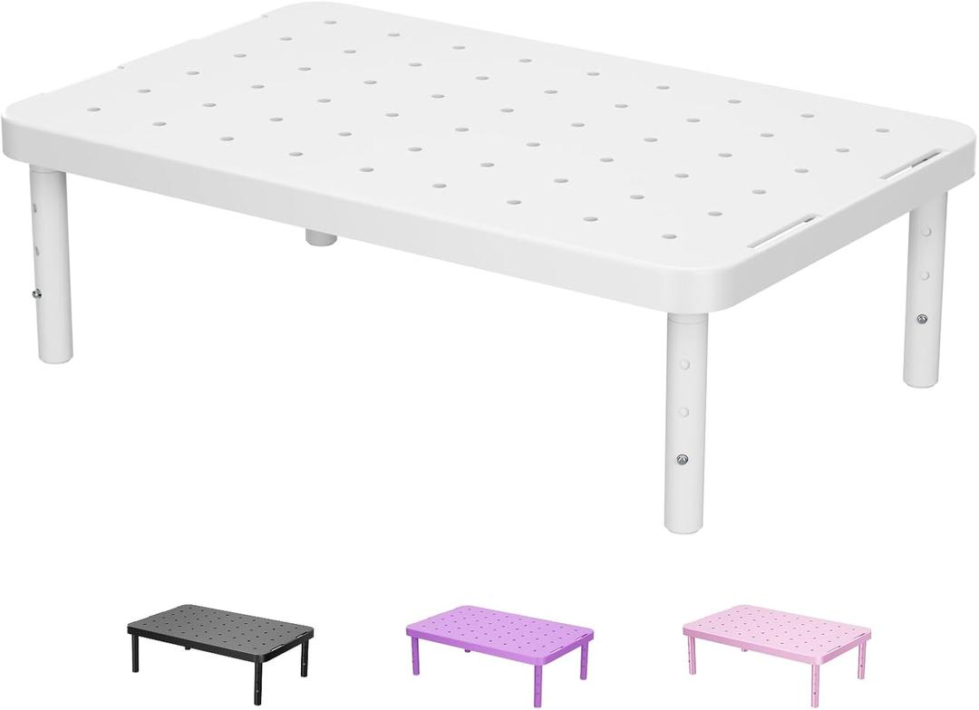 WALI Computer Monitor Stand for Desk, Adjustable Laptop Riser, Desk Monitor Stand Underneath Storage for Office, Home, School Supplies (PTT001-W), 1 Pack, White (Basic)