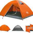Night Cat 2-Persons Backpacking Tent: Waterproof Lightweight Camping Tent for Two People Hiking Outdoor Mountain with Aluminum Poles and Rainfly Green (Pure Orange)