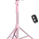 SENSYNE 72" Phone Tripod & Selfie Stick, Extendable Cell Phone Tripod Stand with Wireless Remote and Phone Holder, Compatible with iPhone Android Phone, Camera, Pink