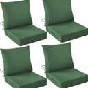 Outdoor Chair Cushions, 24 x 24 Inch Outdoor Cushion for Patio Furniture, Patio Chair Cushion, Waterproof & Fade Resistant Deep Patio Furniture Cushion Set with Handle and Ties, ForestGreen (Set of 4), 24*24+5.75/25*22.5