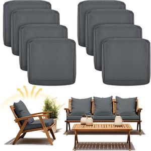 8 Pcs Patio Cushion Covers Outdoor Cushion Covers Replacement High UV Resistant Anti Slip Patio Cushion Covers Waterproof Chair Seat Cushion Slipcovers (Dark Gray,22" X 20" X 4")