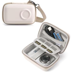Digital Camera Case for KODAK PIXPRO FZ45 FZ55 & CAMKORY 1080P - Compact Travel Bag with 3 SD Card Slots, Small Lightweight Pouch, Cute Gifts for Adults Kids (beige)
