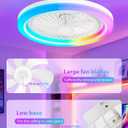 19.9" White Kids Ceiling Fan with Light, Low Profile Caged Design