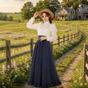 CR ROLECOS Victorian Dress for Women 2-Piece 1800s Civil War Edwardian Dresses Ruffled Renaissance Costume Ball Gown (White, M)